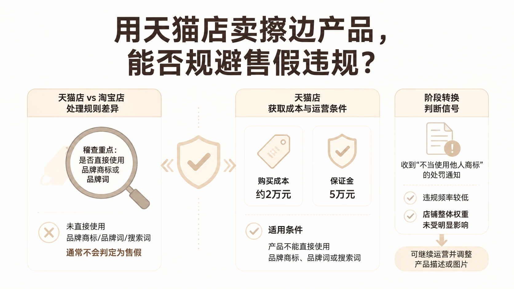 用天猫店卖擦边产品，能否规避售假违规？ 文章主题框架图