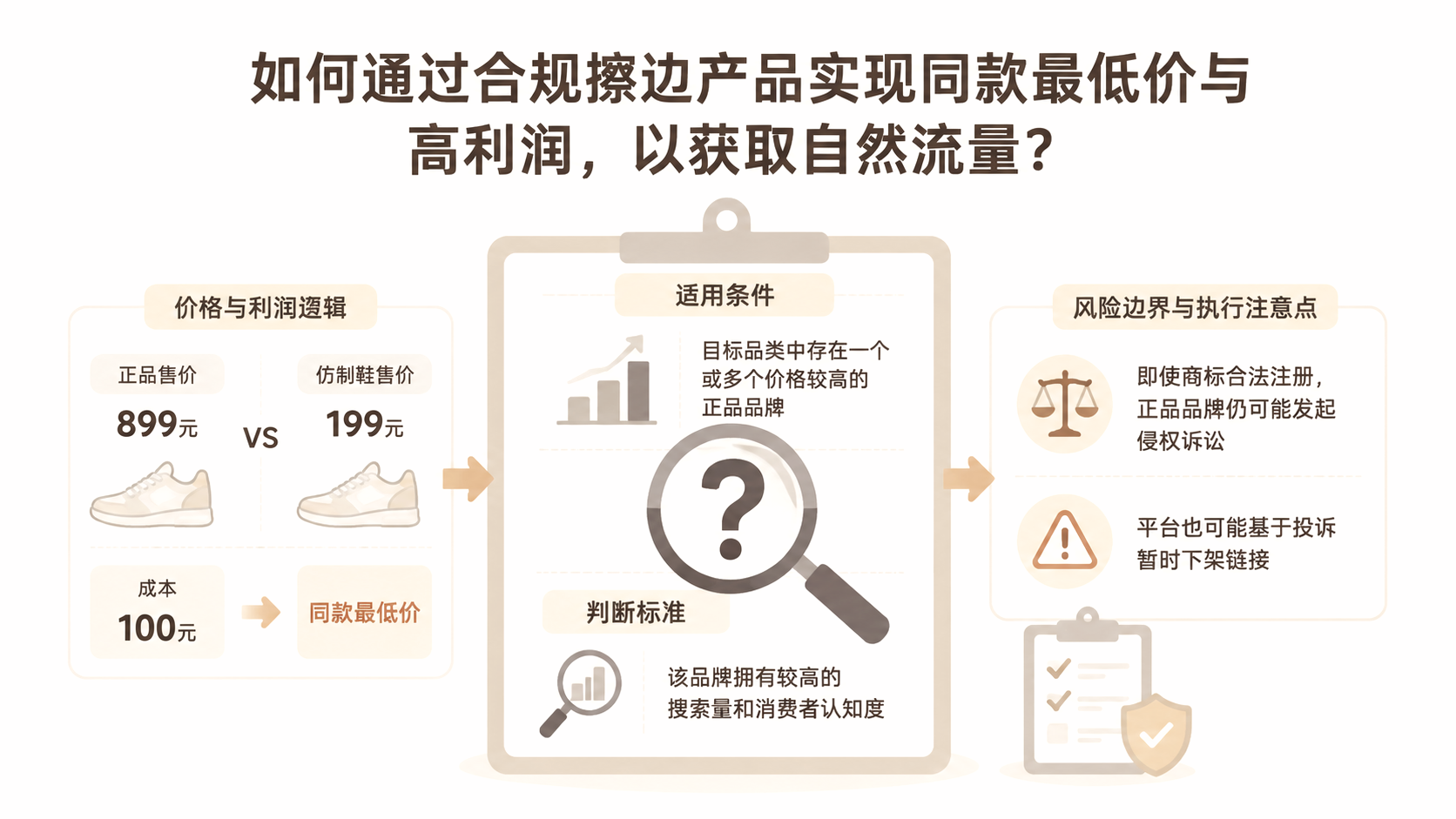 如何通过合规擦边产品实现同款最低价与高利润，以获取自然流量？ 文章主题框架图