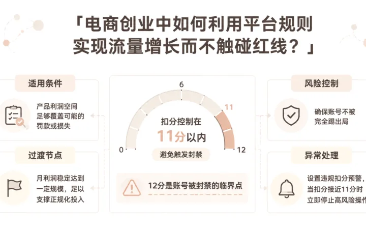 电商创业中如何利用平台规则实现流量增长而不触碰红线？ 文章主题框架图