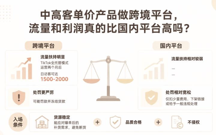 中高客单价产品做跨境平台，流量和利润真的比国内平台高吗？ 文章主题框架图