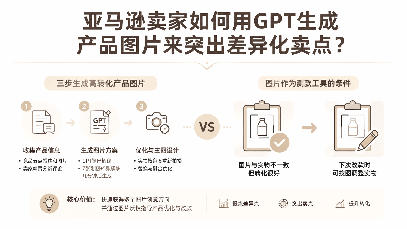 亚马逊卖家如何用GPT生成产品图片来突出差异化卖点？ 文章主题框架图