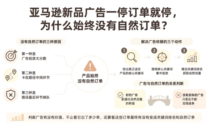 亚马逊新品广告一停订单就停，为什么始终没有自然订单？ 文章主题框架图