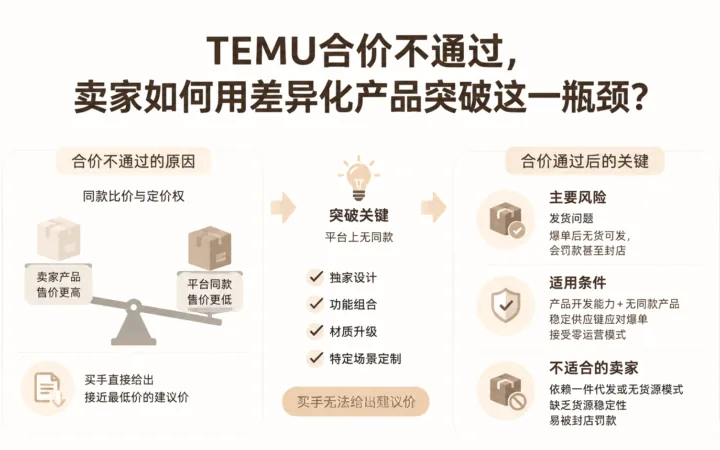 TEMU合价不通过，卖家如何用差异化产品突破这一瓶颈？ 文章主题框架图