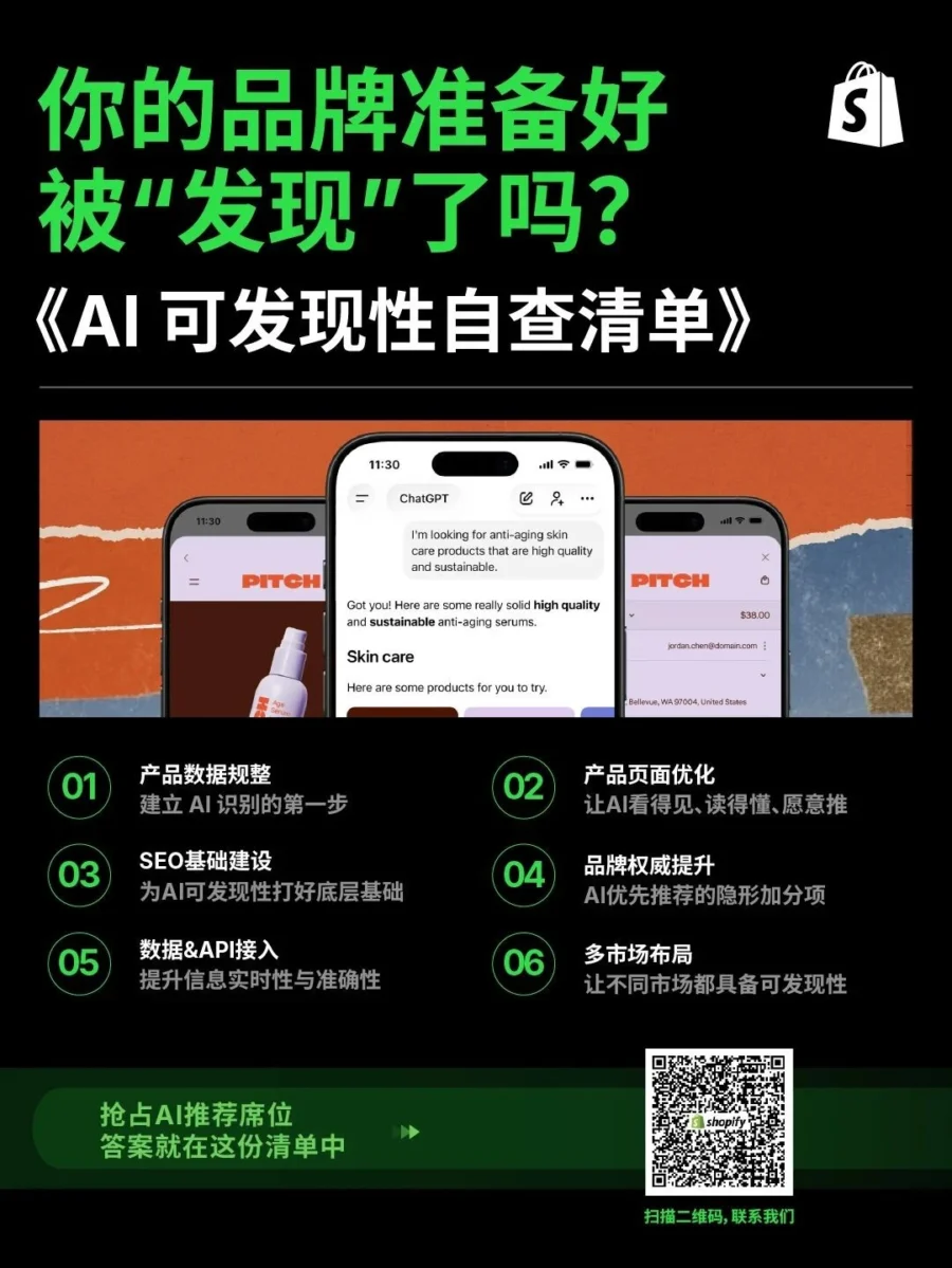 资料发布｜Shopify 推出 AI 可发现性自查清单助力品牌获客