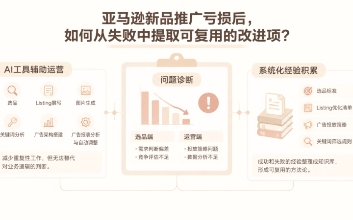 亚马逊新品推广亏损后，如何从失败中提取可复用的改进项？ 文章主题框架图