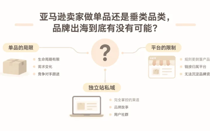 亚马逊卖家做单品还是垂类品类，品牌出海到底有没有可能？ 文章主题框架图