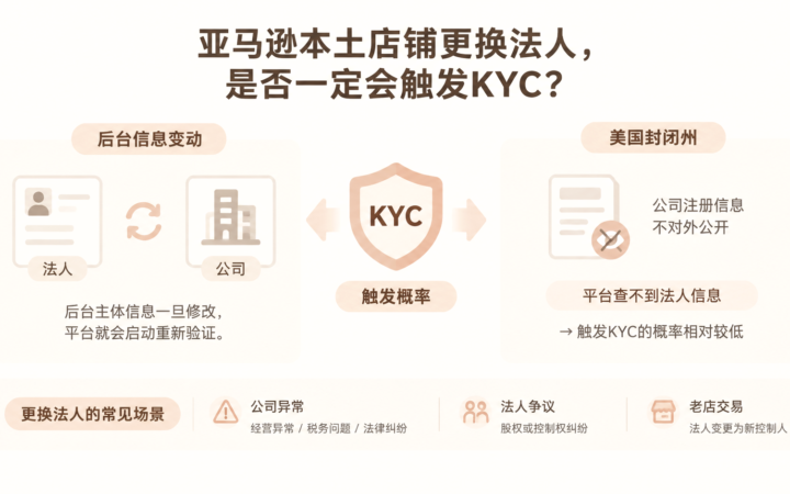亚马逊本土店铺更换法人，是否一定会触发KYC？ 文章主题框架图