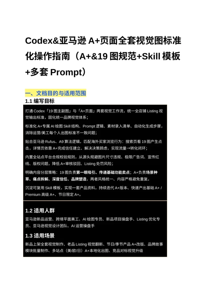 亚马逊A+页面视觉图标准化操作指南-12页-文章简介图