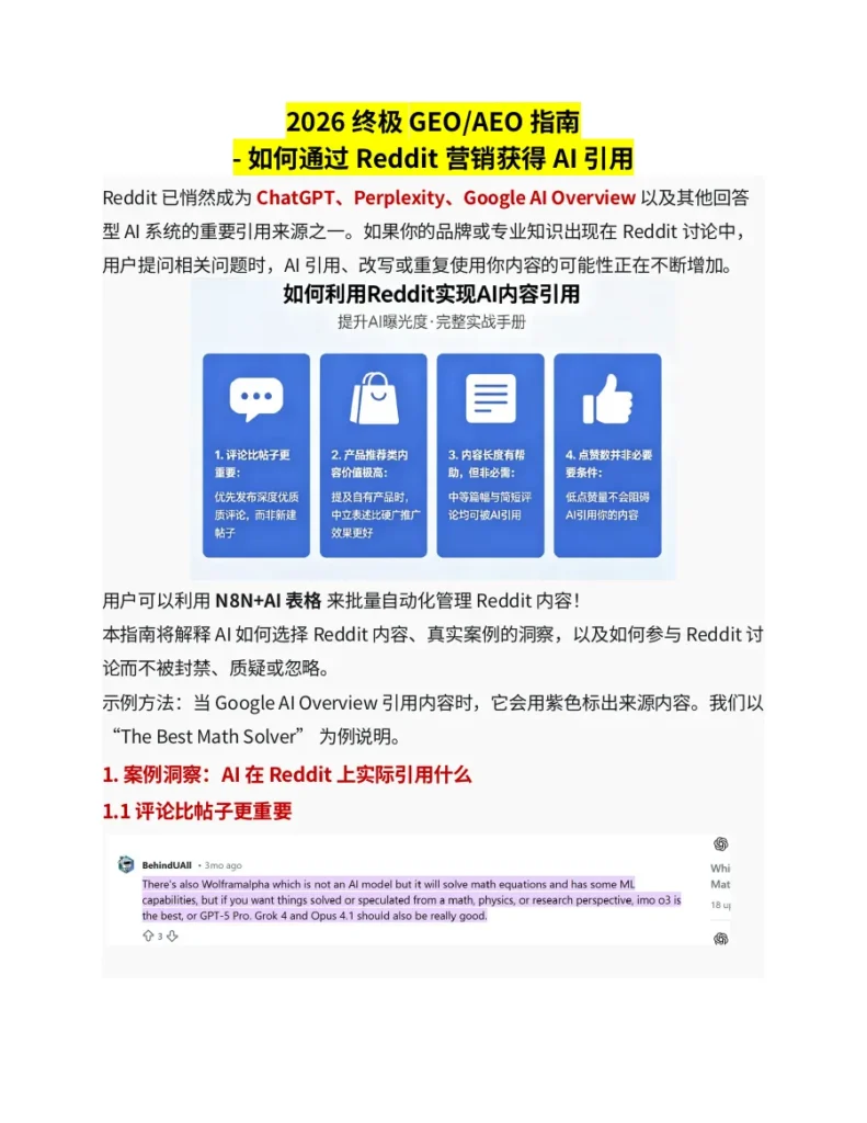 2026终极GEO指南：Reddit营销与AI引用策略-9页-文章封面图