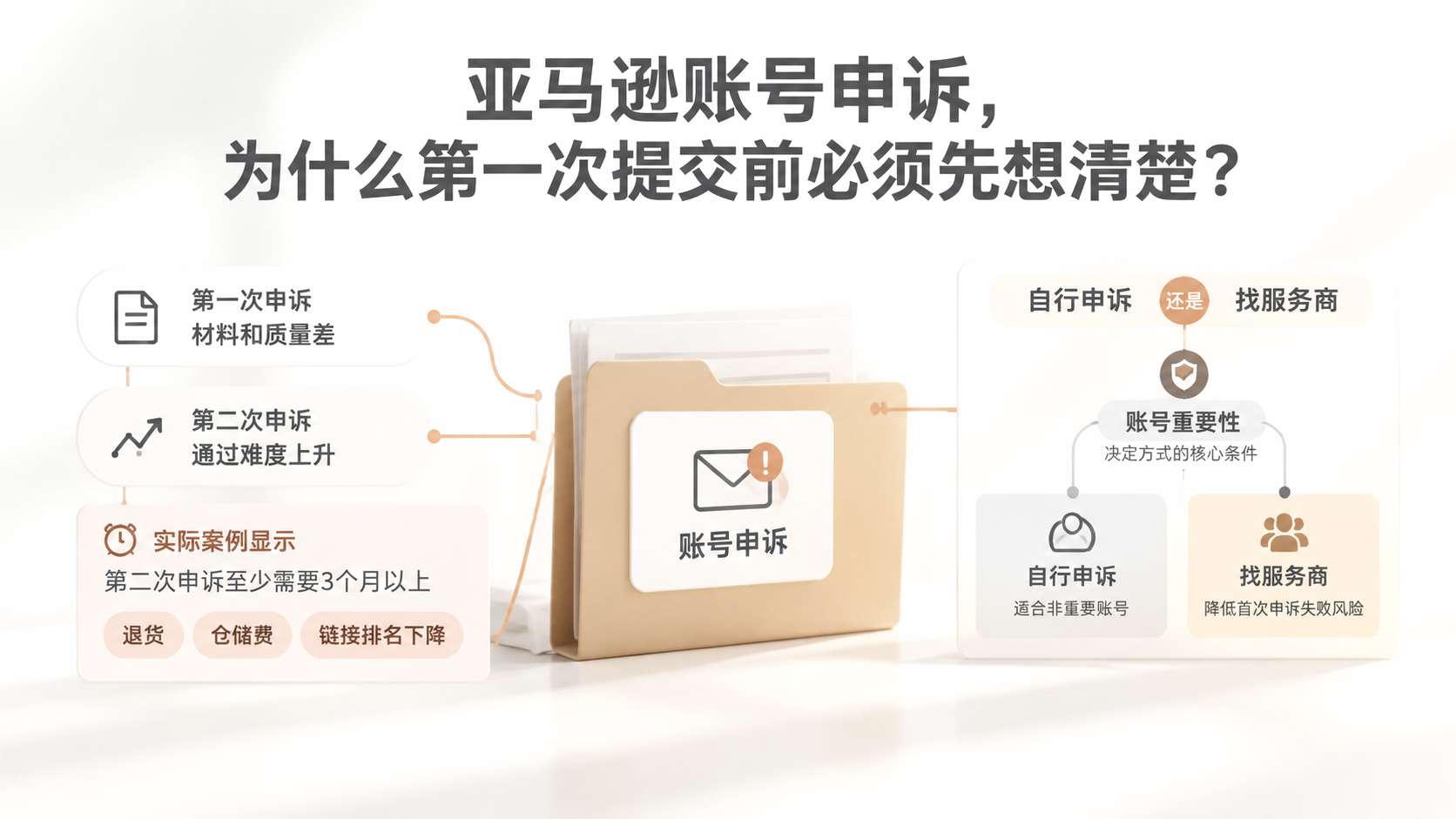 亚马逊账号申诉，为什么第一次提交前必须先想清楚？ 文章主题框架图