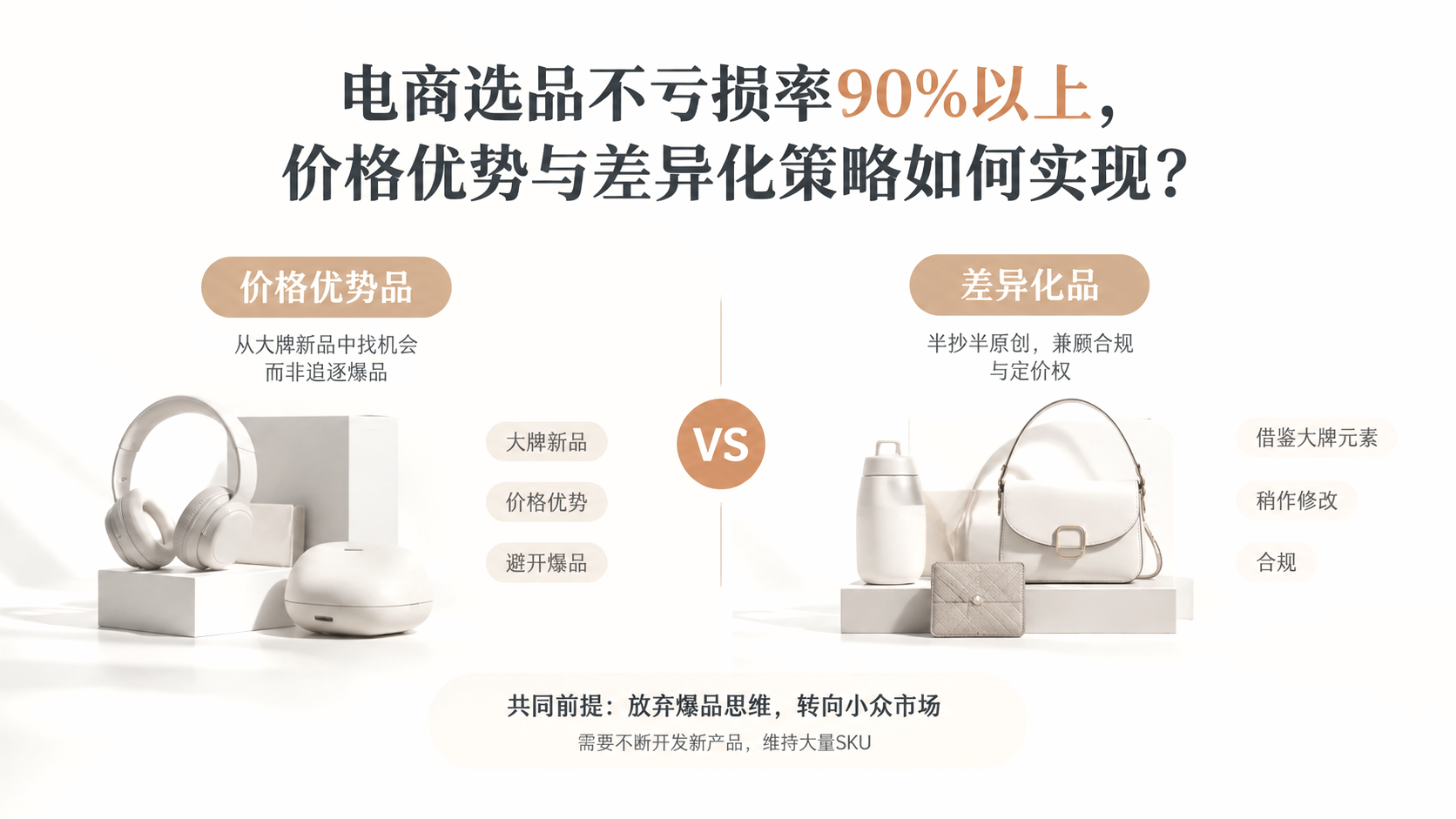 电商选品不亏损率90%以上,价格优势与差异化策略如何实现? 文章主题框架图