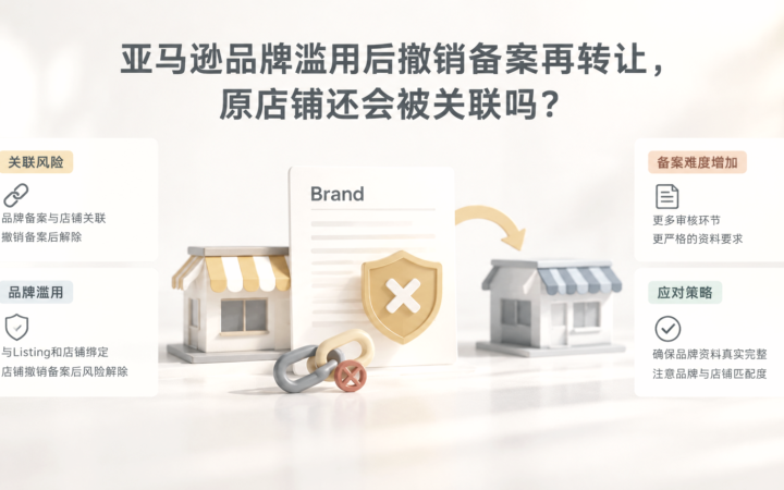 亚马逊品牌滥用后撤销备案再转让，原店铺还会被关联吗？ 文章主题框架图