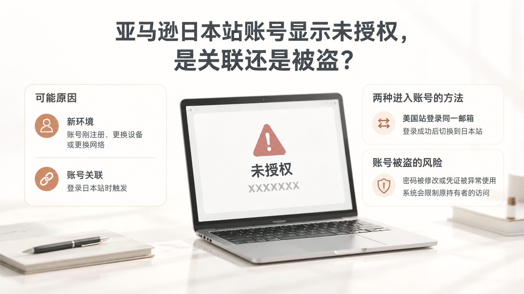 亚马逊日本站账号显示未授权,是关联还是被盗? 文章主题框架图