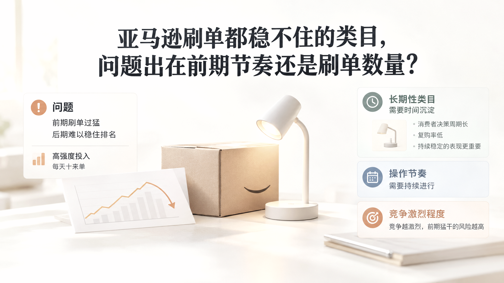 亚马逊刷单都稳不住的类目，问题出在前期节奏还是刷单数量？ 文章主题框架图