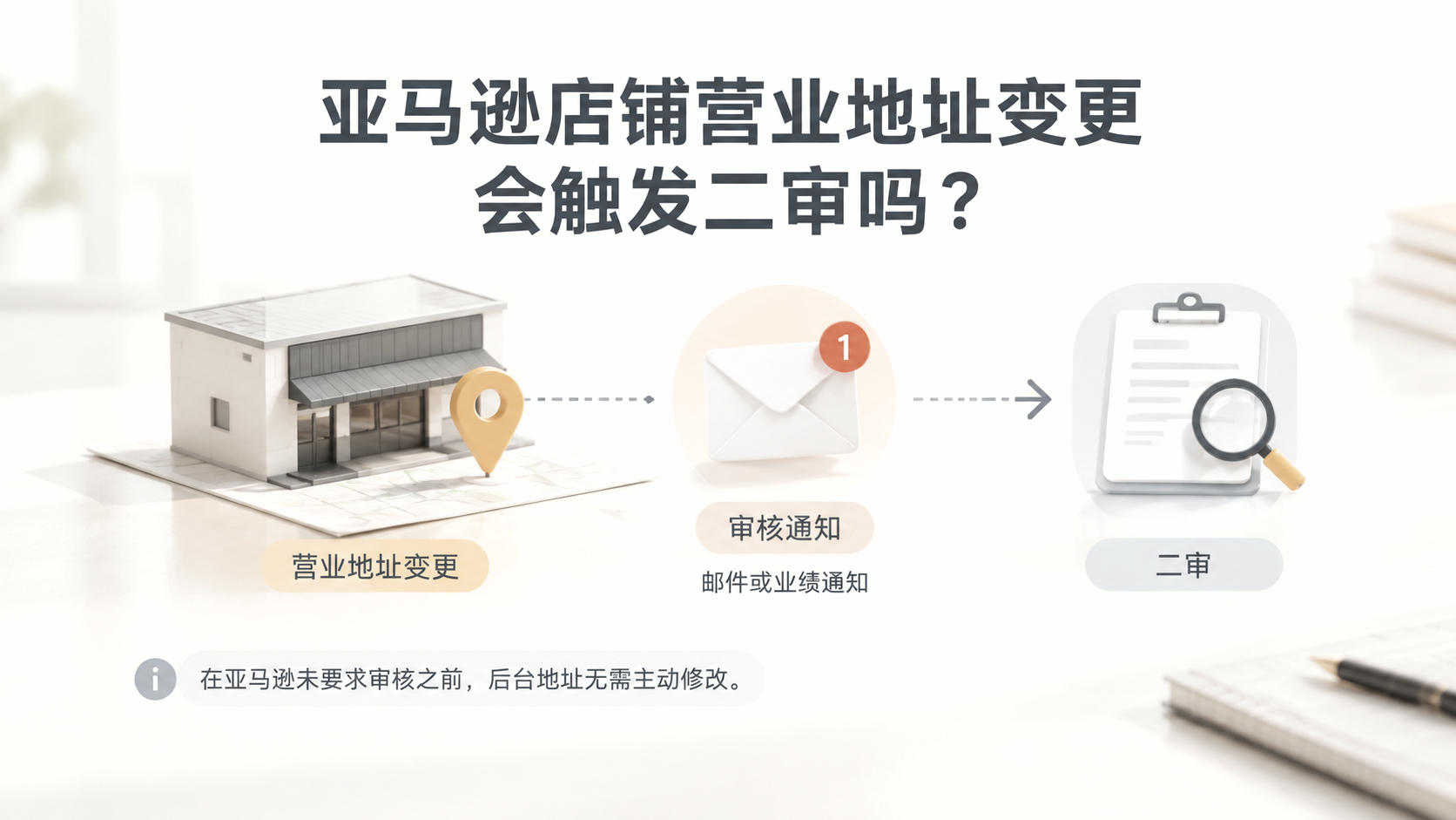 亚马逊店铺营业地址变更会触发二审吗? 文章主题框架图