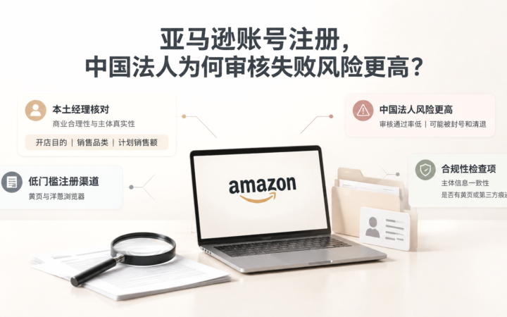 亚马逊账号注册，中国法人为何审核失败风险更高？ 文章主题框架图
