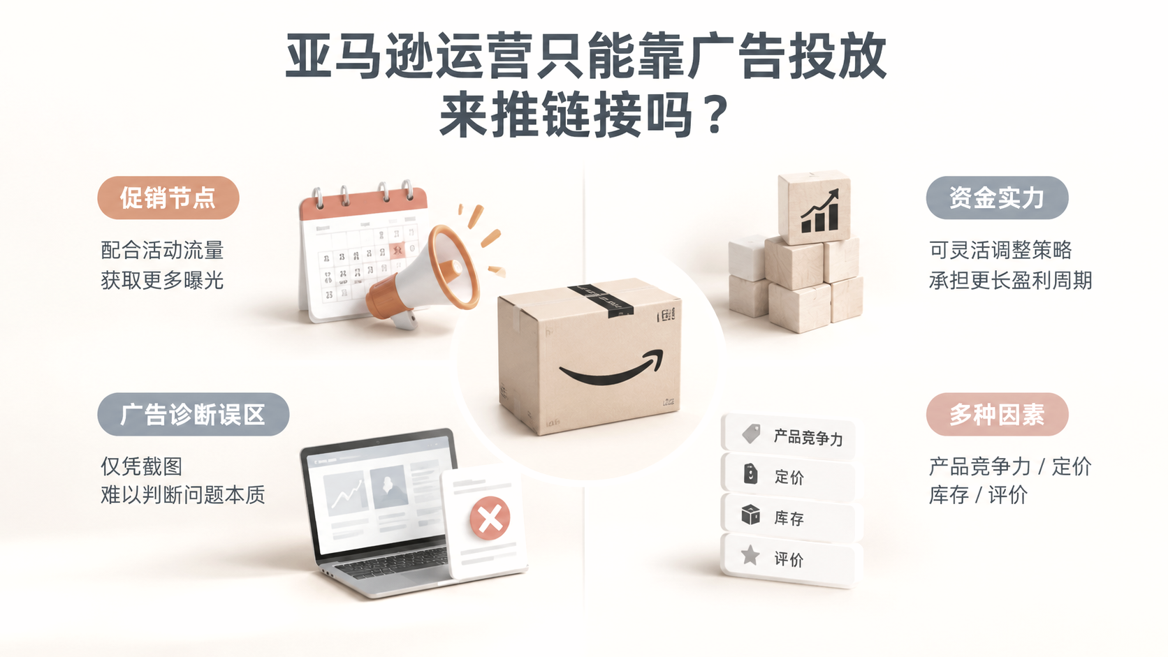 亚马逊运营只能靠广告投放来推链接吗? 文章主题框架图