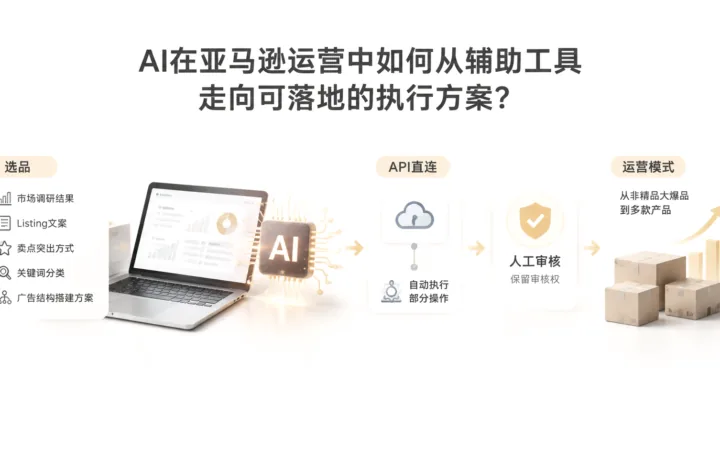 AI在亚马逊运营中如何从辅助工具走向可落地的执行方案？ 文章主题框架图