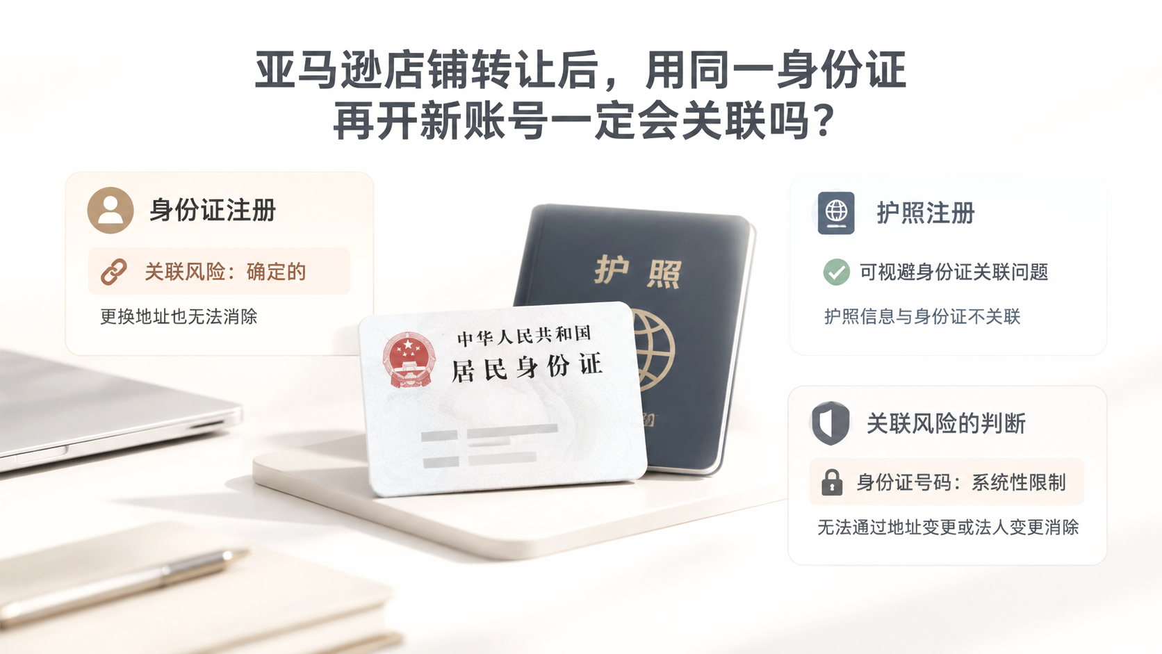 亚马逊店铺转让后,用同一身份证再开新账号一定会关联吗? 文章主题框架图